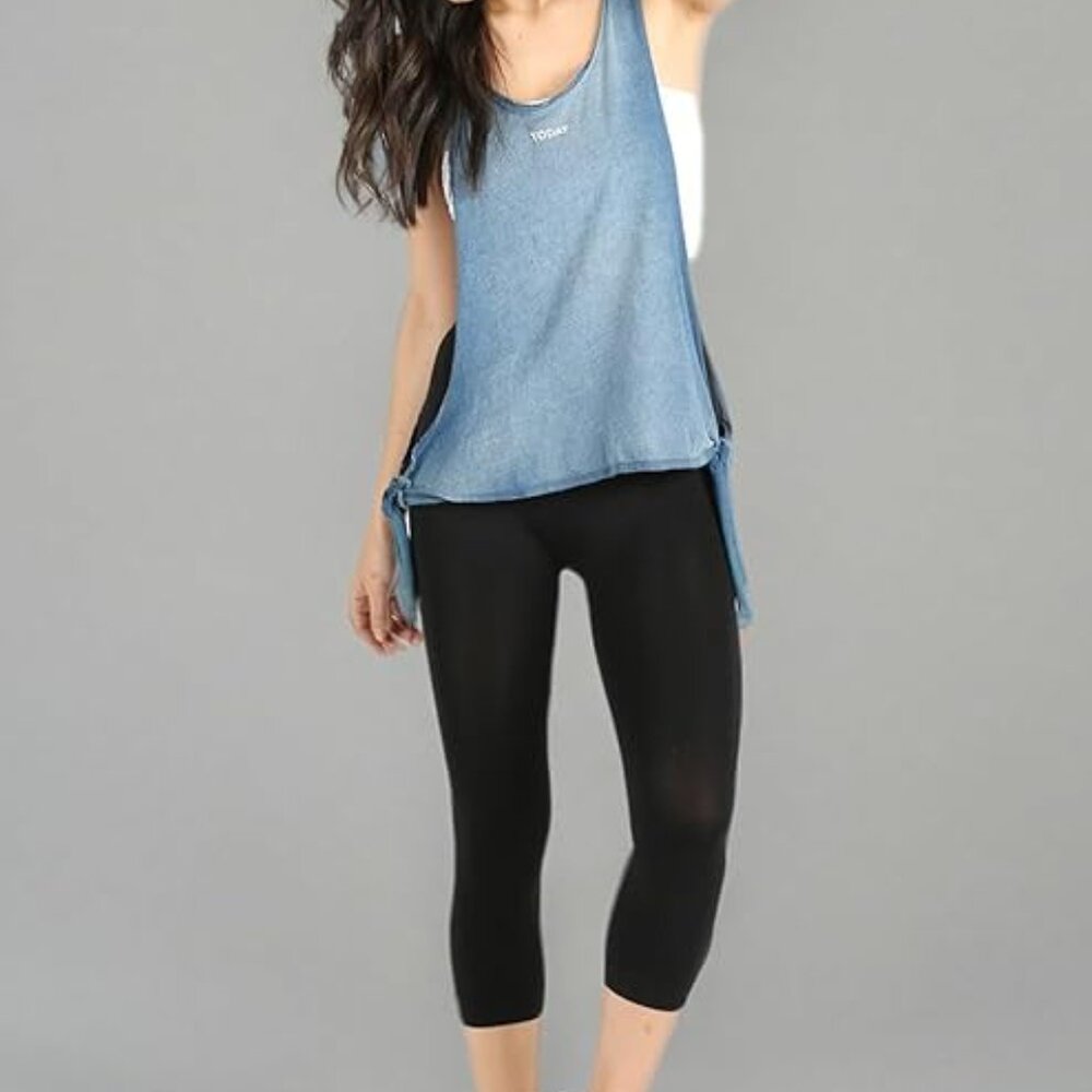 NIKIBIKI Women Seamless Basic Capri Nylon Legging (Made in U.S.A.) - One Size